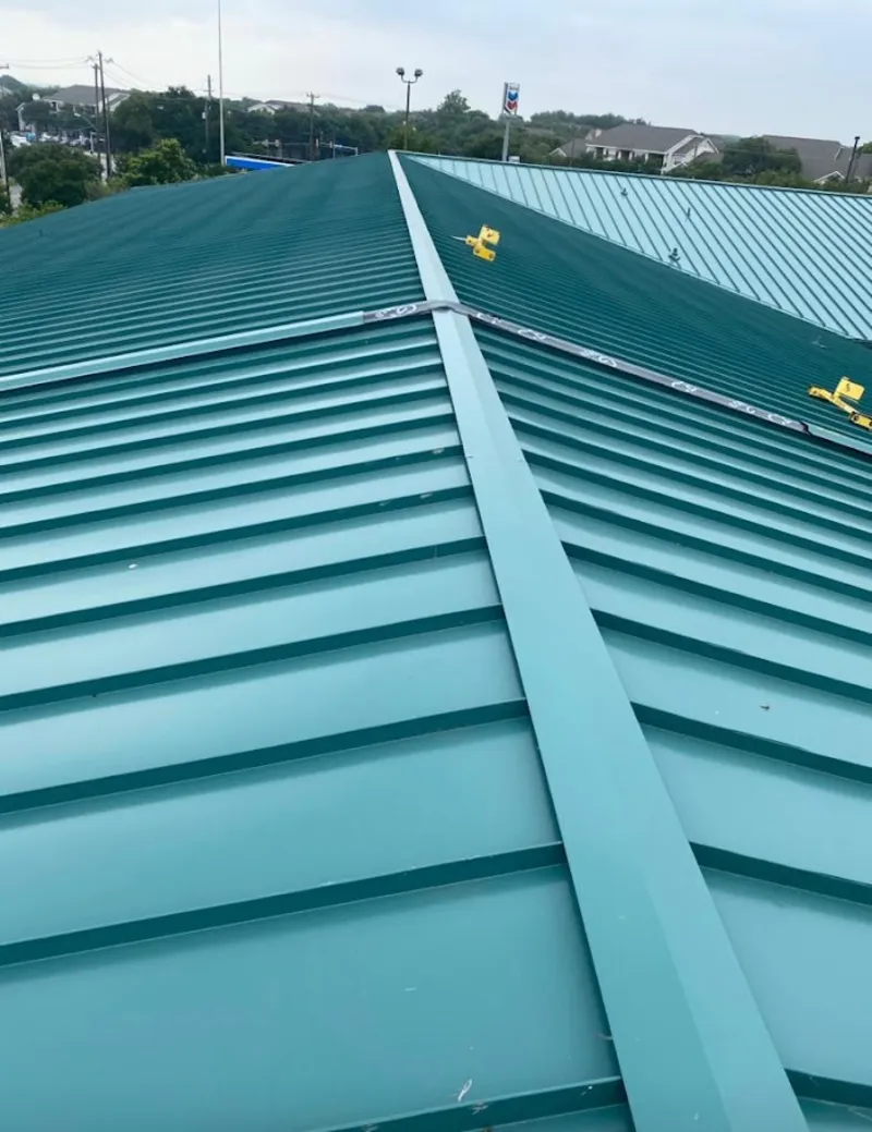 Green commercial metal roof ridge and valley for Metal Roof Repair in Roswell